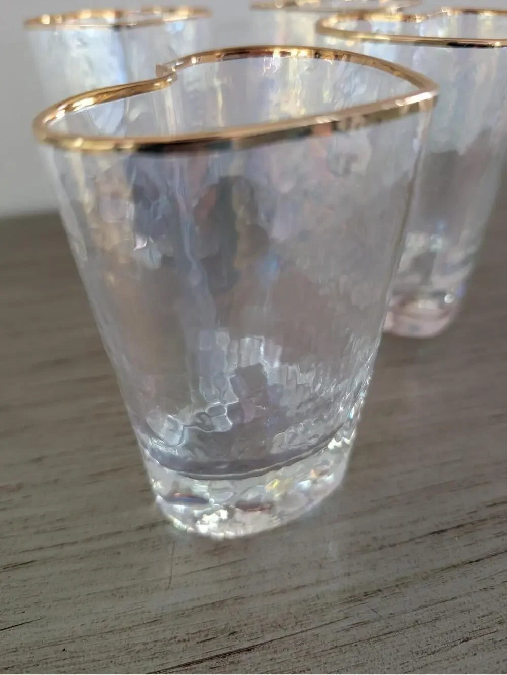 Iridescent Heart Shaped Drinking Juice Glasses Glassware Valentine's Romance